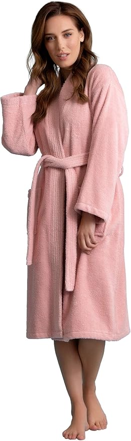 Soft Touch Linen Women's Robe Terry Cotton Cloth- Kimono Style- Thick, Breathable & Comfortable- Lightweight & Absorbent