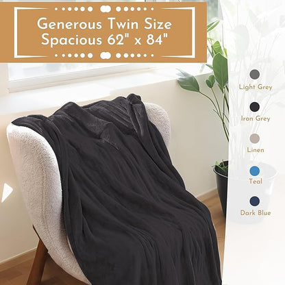 Electric Heated Blanket 62"x84" Twin Size Flannel Heated Blanket, Cozy & Warm for All Night, 5 Heat Settings & 10 Hours Auto Off, Machine Washable, Iron Grey