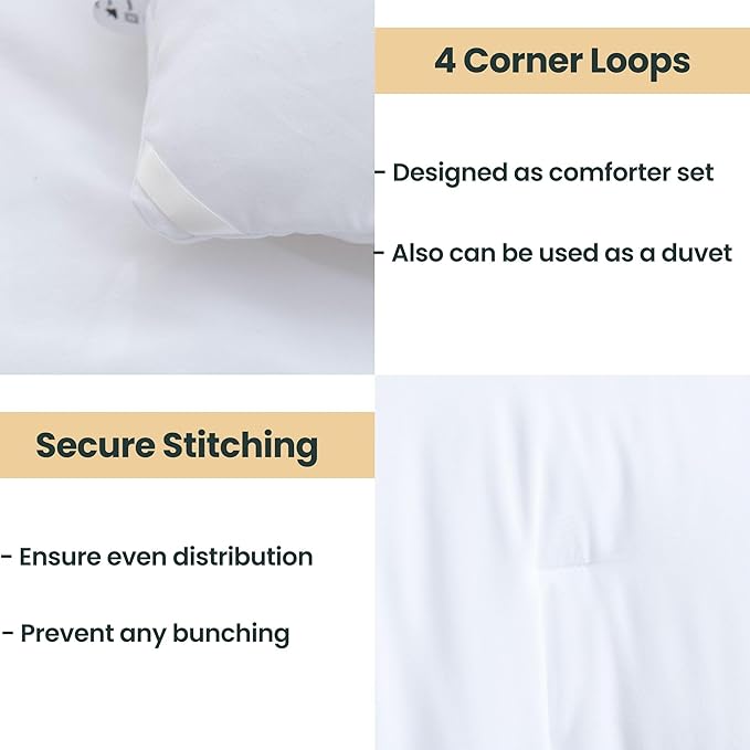 Paxrac Classic Pure White Comforter King Size, 3 Pieces Boho Comforter Set, Lightweight Solid Bedding Set, All Seasons Soft Breathable King Comforter Set (104x90In Comforter & 2 Pillowcases)