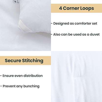 Paxrac White Oversized Queen Comforter Set 98x98In, 3 Pieces Comforter Set, Lightweight Solid Bedding Set, All Seasons Soft Fluffy Bed Set (1 Comforter & 2 Pillowcases)