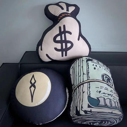 Money Bag Decorative Pillows, Funny Dollar Shaped Soft Plush Pillow,22.83in×18.9in Throw Pillow for Living Room Couch Bed Sofa Outdoor (B)