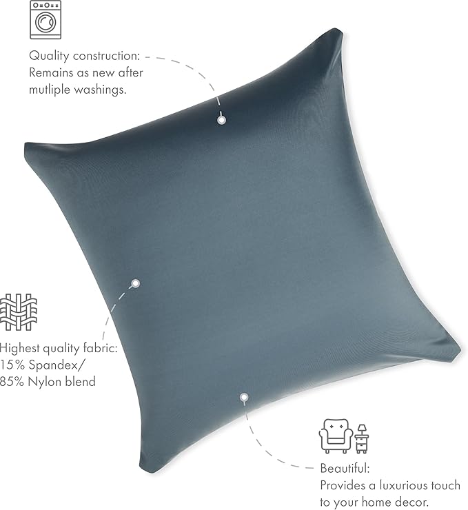 PILLOWY 18"x18" Throw Pillow - Dark Slate Grey: 1Pcs Luxurious Premium Microbead Pillow with 85/15 Nylon/Spandex Fabric. Forever Fluffy, Outstanding Beauty & Support. Silky, Soft & Beyond Comfortable