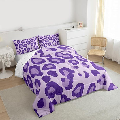 Erosebridal Purple Leopard Comforter for Kids Boys Girls,African Cheetah Print Toddler Bedding Set,Farmhouse Rustic Duvet Insert,Wild Animal Skin Quilt Bedroom Decor