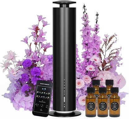 Waterless Essential Oil Diffuser, Long Lasting Aromatherapy Scent Diffuser for Home with Light Mode, 1000 Sq. Ft Coverage Quiet Oil Diffusers for Bedroom Safe for Kids&Pets, Black