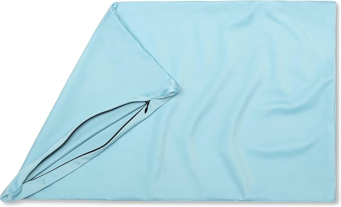 PILLOWY 12x20 Throw Pillowcase (Cover Only) -85/15 Nylon, Spandex -Luxurious, Silky, Stretchy & Soft - 1Pcs Solid Color -A Perfect Choice for Couch Chairs Sofa Bed Adult/Kids Bedroom, Sweat Baby Blue