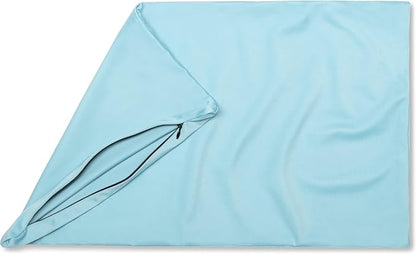 PILLOWY 12x20 Throw Pillowcase (Cover Only) -85/15 Nylon, Spandex -Luxurious, Silky, Stretchy & Soft - 1Pcs Solid Color -A Perfect Choice for Couch Chairs Sofa Bed Adult/Kids Bedroom, Sweat Baby Blue