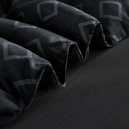 Cottolester Boho Comforter Set Queen Size,Black Gray Striped Bed in a Bag,7 Piece Plaid Comforter and Sheet Set,Soft Microfiber Complete Bedding Sets