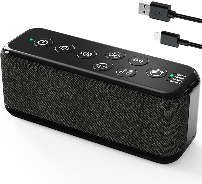 Portable White Noise Machine for Adults & Kids, 42 Soothing Sounds, Rechargeable Travel Sound Machine with Rain & Ocean Sounds, Auto-Off Timer & 8-Level Volume Control – Ideal for Sleep & Focus