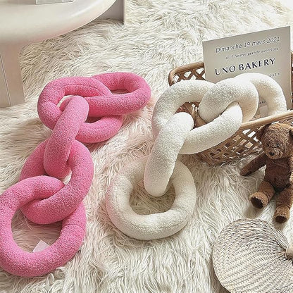 Long Chain Throw Pillow Knot Pillow，Knotted Chain Shape Cushion Dorm Room Decor Household Throw Knot Decorative Cushion for Bed Living Room (White)