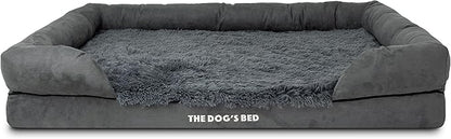 The Dog’s Bed Orthopedic Memory Foam Dog Bed with Bolsters, Fur Fabric, Grey Fur, XXL