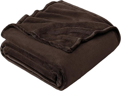 Hansleep Fleece Brown King Blanket, Super Soft Flannel Fuzzy Plush Cozy Blanket for All Seasons, Brown, King 90x108 Inches