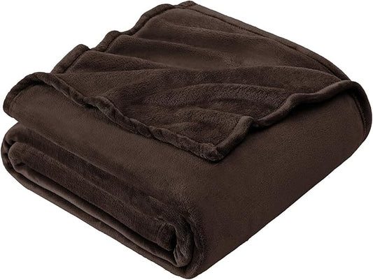 Hansleep Fleece Brown King Blanket, Super Soft Flannel Fuzzy Plush Cozy Blanket for All Seasons, Brown, King 90x108 Inches
