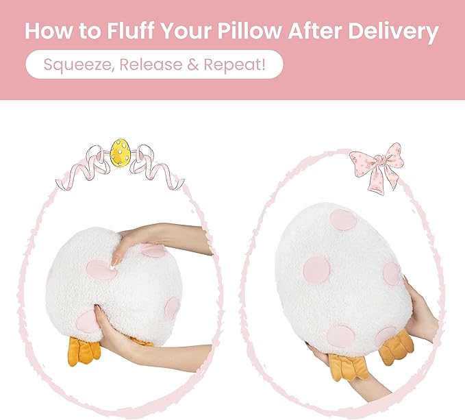 AELS Easter Egg & Bunny Throw Pillows, Set of 2, Cute Bunny and Egg-Shaped Decorative Pillows, Easter Holiday Decor for Sofa Couch Living Room Bedroom Nursery, White