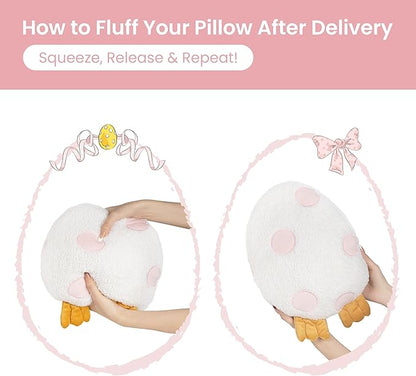 AELS Easter Egg & Bunny Throw Pillows, Set of 2, Cute Bunny and Egg-Shaped Decorative Pillows, Easter Holiday Decor for Sofa Couch Living Room Bedroom Nursery, White