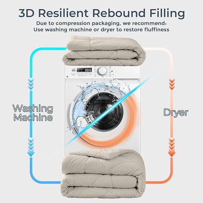 HEVUMYI Linen King Comforter Set - 7-Piece All Season Bed in a Bag King, Ultra Soft Bedding Set with Comforter, Flat Sheet, Fitted Sheet, Pillowcases, Pillow Shams