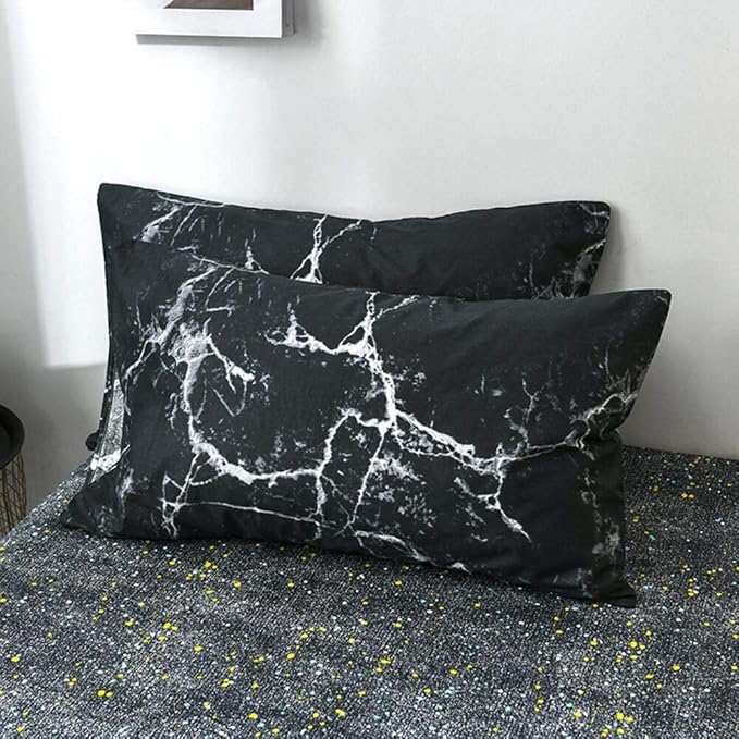 Cottonight Black Marble Comforter Set Queen Marble Bedding Set Black and White Abstract Modern Blanket Quilts Marble Texture Comforter Black Bedding Set for Men Women Adults Kids