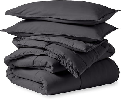 Bare Home Comforter Set - Oversized Queen Size - Ultra-Soft - Goose Down Alternative - Premium 1800 Series - All Season Warmth (Oversized Queen, Forged Iron Grey)