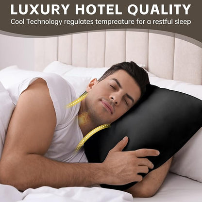 HIMOON Bed Pillows for Sleeping 4 Pack,Queen Size Cooling Pillows Set of 4,Top-end Microfiber Cover for Side Stomach Back Sleepers(Black)
