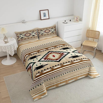 Feelyou Rustic Western Bedding Set Twin Size Kids Southwest Native Comforter for Boys Girls Teens Geometric Boho Comforter Set Soft Microfiber West Room Decor