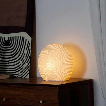 10.5"Modern Ceramic Table Lamp,White bedside table lamp, night Lamp,Decorative Lamp,Ambient lighting,Artistic lamp,Suitable for living room, bedroom, entrance, Kitchens, Corded, Bulb Included
