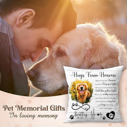 Q-Leo Custom Pet Memorial Throw Pillow (Insert Included) - Dog Loss Sympathy Gift, Photo Pillow Case Cover, Square Pet Pillows