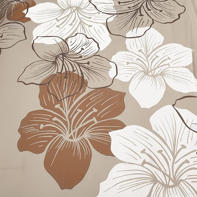 Menghomeus Brown Comforter Set California King Taupe Floral Comforter Cal King Botanical Bedding Sets Soft Microfiber Bed Set for All Season, 3 Pieces (1 Comforter, 2 Pillowcases)