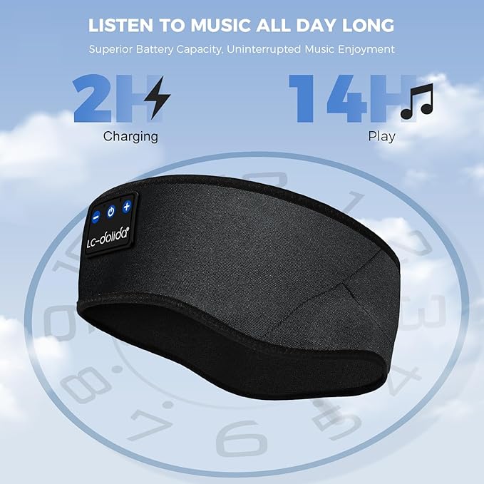 LC-dolida Sleep Headphones Headband Bluetooth 5.4, Sports Headband Earphones Wireless with Speaker Microphone USB C for Women Sleeping Gift Workout Jogging Yoga Insomnia Travel Meditation