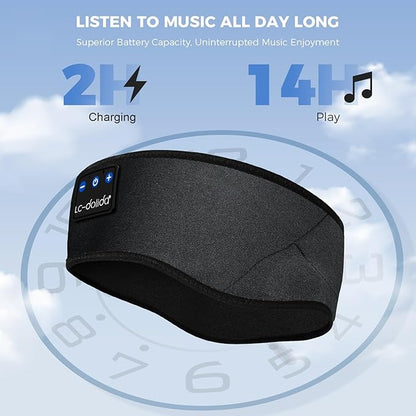 LC-dolida Sleep Headphones Headband Bluetooth 5.4, Sports Headband Earphones Wireless with Speaker Microphone USB C for Women Sleeping Gift Workout Jogging Yoga Insomnia Travel Meditation