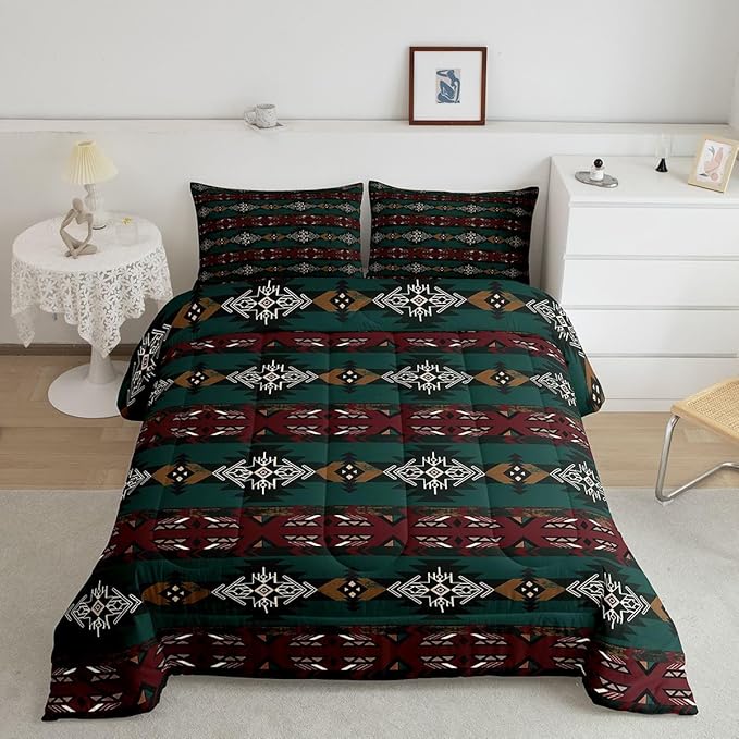 Erosebridal Western Boho Queen Comforter Set, Aztec Quilt, Ethnic Tribal Arrow Bedding Set, Southwestern Decor