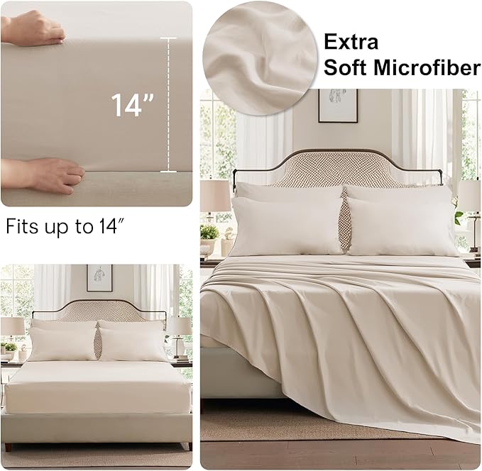 Anluoer Beige Twin Comforter Set 5 Pieces, Bed in a Bag with Sheets, All Season Bedding Sets with 1 Comforter, 1 Pillow Sham, 1 Pillowcase, 1 Flat Sheet, 1 Fitted Sheet