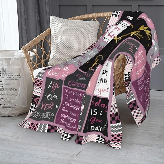 Queen Birthday Gifts for Women, Birthday Blanket with Gift Box for Women, Gifts for A Birthday, Happy Birthday Decorations Gift Ideas for Her, Birthday Gifts Throw Blanket 60"x50"