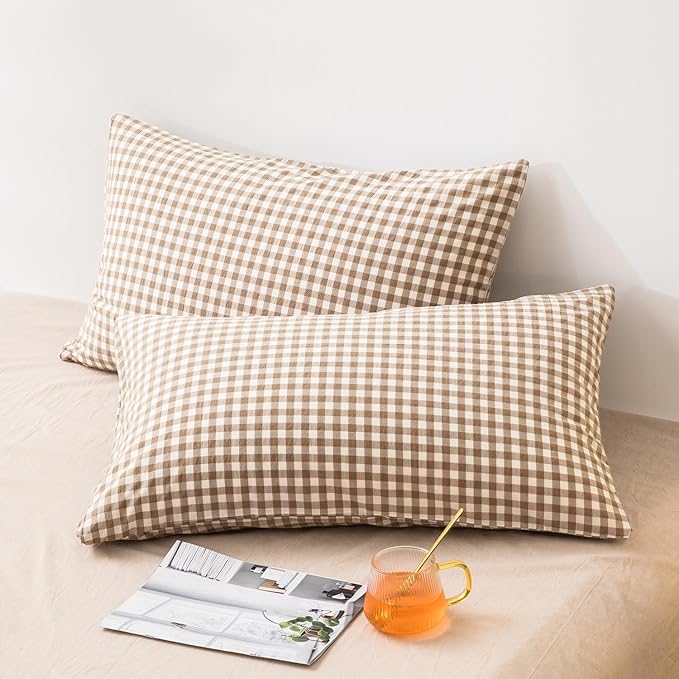 mixinni Tan Gingham Comforter Set California King, Plaid Comforter Set 3 Pieces 1 Beige Grid Comfoter with 2 Pillow Cases for All Seasons, Soft Fluffy Modern Grid Pattern Printed Bedding