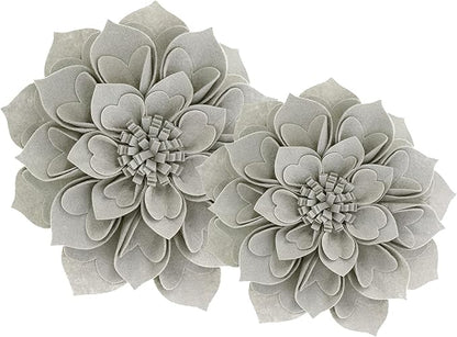 Fennco Styles Handmade 3D Heart-Shaped Petals Flower Decorative Filled Throw Pillow 13" Round - Grey Floral Pillow for Couch, Home Décor and Holiday, Housewarming Gift