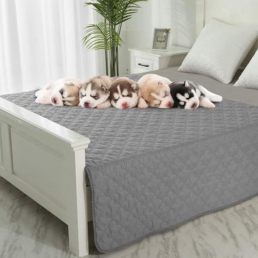 CHHKON Dog Blankets for Couch Protection Waterproof Dog Bed Covers Pet Blanket Furniture Protector (Grey+Dark Grey, 68"x82")