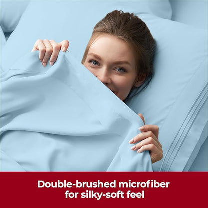 Mellanni Extra Deep Twin Sheets - 3 PC Iconic Collection Bedding - Hotel Luxury, Ultra Soft, Cooling Bed Sheets - Wrinkle, Fade, Stain Resistant (Twin, Aqua)