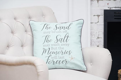 C&F Home "The Sand May Brush Off Cotton Blend Embroidered Accent Throw Pillow 18" x 18" Beach House Coastal Nautical Summer Starfish Home Living Room Sofa Couch Chair Bed Bedroom Beach House Decor