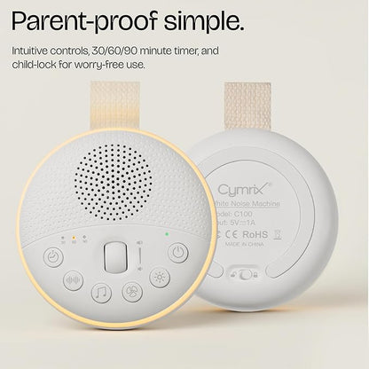 White Noise Machine for Baby & Adults with 21 Relaxing Sounds & Adjustable Night Light, Rechargeable & Portable Sleep Aid for Home & Travel