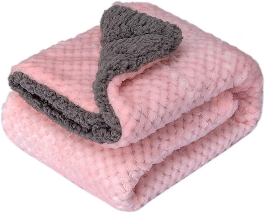 Fuzzy Blanket or Fluffy Blanket for Baby Girl or boy, Soft Warm Cozy Coral Fleece Toddler, Infant or Newborn Receiving Blanket for Crib, Stroller, Travel, Outdoor (40" x 48", DG-Baby Pink)
