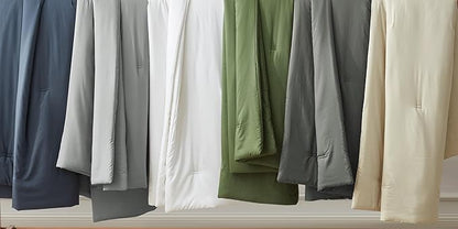 Chezmoi Collection Cliff 3-Piece Lightweight Cooling Comforter Set, Oversized King - Rayon Derived from Bamboo & Polyester Blended, Soft Breathable Bedding for Hot Sleepers, Light Gray