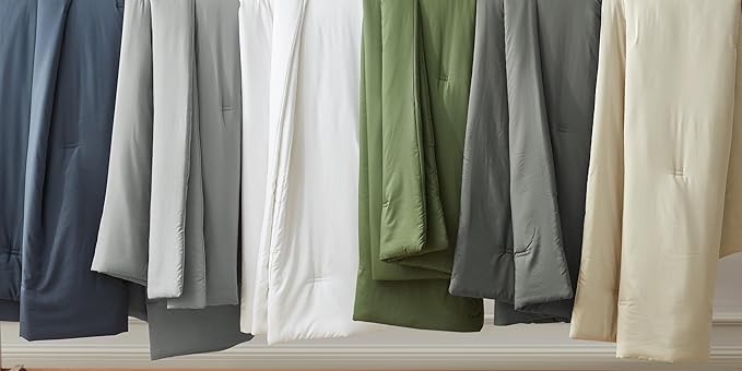 Chezmoi Collection Cliff 3-Piece Lightweight Cooling Comforter Set, King - Rayon Derived from Bamboo & Polyester Blended, Soft Breathable Bedding for Hot Sleepers, Olive Green