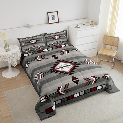 Erosebridal Western Boho Bedding Sets Toddler Southwestern Aztec Comforter Set Bohemian American Native Quilt Set for Boys Adults Men,Exotic Tribal Geometric Duvet Insert Farmhouse Home Room Decor