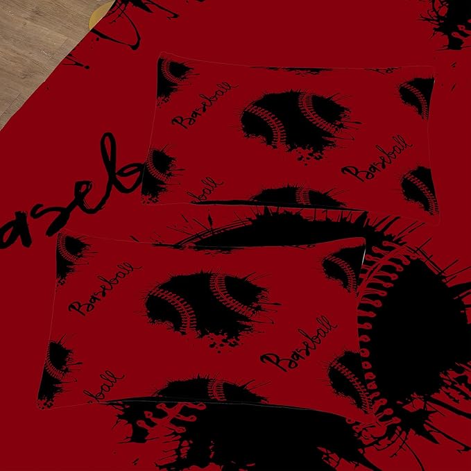 Tailor Shop Baseball Comforter Sets King Size,Baseball Bedding Sets for Boys Teens,Sport Kids Comforter Sets,Red Boys Bedding Sets with 1 Comforter 2 Pillowcases
