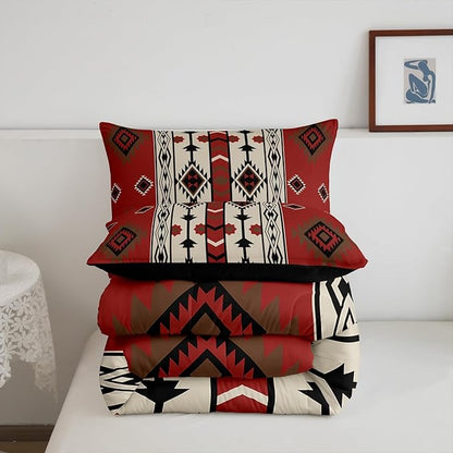 Erosebridal Southwestern Quilt Bedding Western Aztec Comforter Set Queen Bohemian Bedding Comforter Sets American Native Southwest Tribal Bed Set for Kids Adults Men Women Boho Ethnic Room Decor