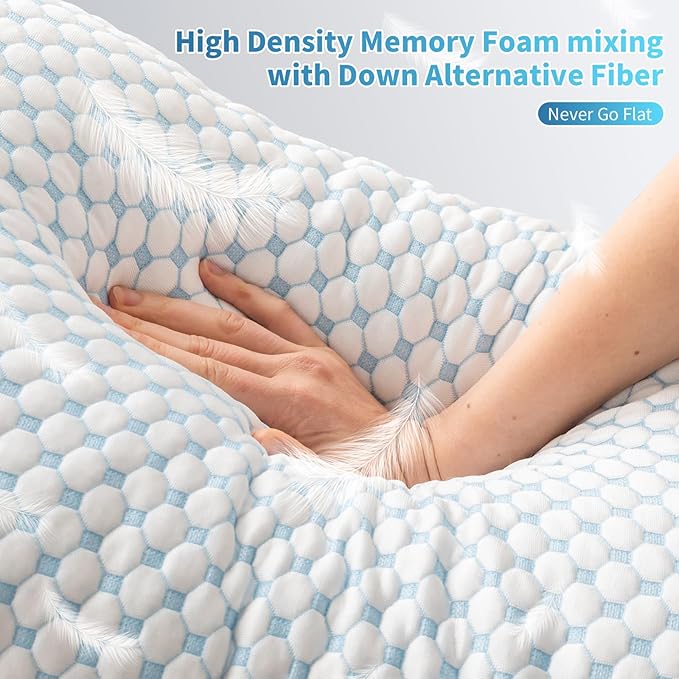 Cooling Shredded Memory Foam Pillow King Size - Adjustable Loft for Back & Side Sleepers, Breathable & Supportive Bed Pillow with Removable Washable Cover King(Pack of 1)
