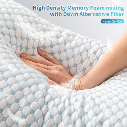 Cooling Shredded Memory Foam Pillow King Size - Adjustable Loft for Back & Side Sleepers, Breathable & Supportive Bed Pillow with Removable Washable Cover King(Pack of 1)