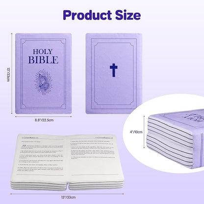 Bible Pillow Book Plush That Opens, Cozy Faith Bible Plushies, for Kids Adults Christian Gifts, Decoration for Bedrooms, Living Rooms (Purple)