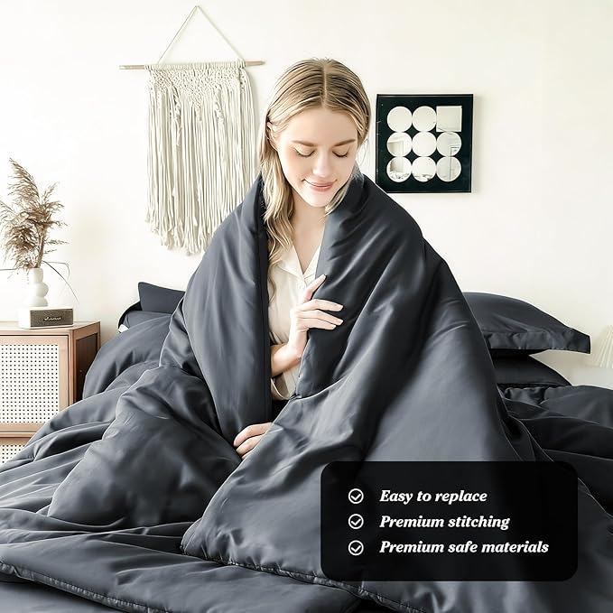 Double Brushed Micorfiber King Comforter Set Carbon Black- 7-Piece Bed in a Bag, All-Season Soft Bedding with Sheets & Envelope Pillowcases (102"x90",King)
