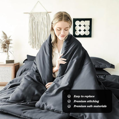 Cal King Comforter Set Double Brushed Microfier Carbon Black - 7-Piece Bed in a Bag, All-Season Soft Bedding with Sheets & Envelope Pillowcases ((104"x90",Cal King)