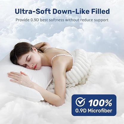 UNIKOME Ultra Soft Pillows Queen Size Set of 2 - Hotel Collection Luxury 100% Cotton Cover Down Alternative Bed Pillow, Fluffy Pillows for Back, Stomach or Side Sleepers