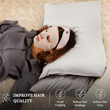 BHZ White Satin Goose Down Feather Pillows Queen Size Set of 2 with Pillowcase for Hair and Skin, Cooling Pillow Cases Similar to Silk Pillow Cases, Decorative for Women, Mom Men
